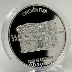Mexico 5 Pesos Proof Chichen Itza Casa De Las Monjas BU In Capsule
