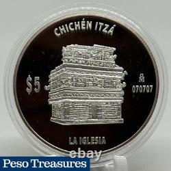 Mexico 5 Pesos Proof Chichen Itza La Iglesia BU In Capsule