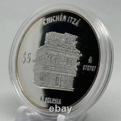 Mexico 5 Pesos Proof Chichen Itza La Iglesia BU In Capsule