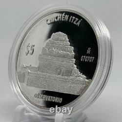 Mexico 5 Pesos Proof Chichen Itza Observatorio BU In Capsule