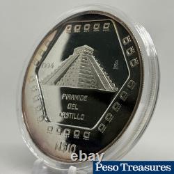 Mexico 5oz Silver PROOF 1994 Piramide Del Castillo Rare