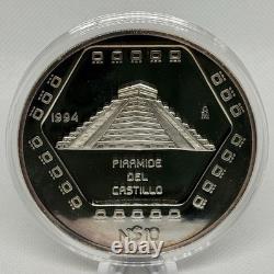 Mexico 5oz Silver PROOF 1994 Piramide Del Castillo Rare