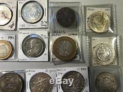 Mexico Centavo and Peso silver world coins lot total 38 coins high value
