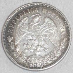 Mexico Crown Size Silver Coin 1909 Mo. G. V. One or Un Peso Eagle Snake in Beak