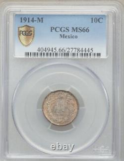 Mexico Estados Unidos 1914 10 Centavos Coin, Pcgs Certified Uncirculated Ms66