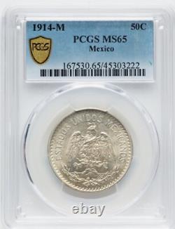 Mexico Estados Unidos 1914 50 Centavos Coin, Pcgs Certified Uncirculated Ms65