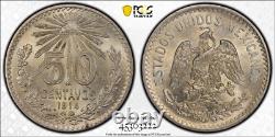 Mexico Estados Unidos 1914 50 Centavos Coin, Pcgs Certified Uncirculated Ms65