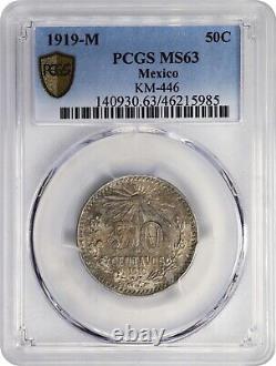 Mexico Estados Unidos 1919 50 Centavos Coin Certified Uncirculated Pcgs Ms-63