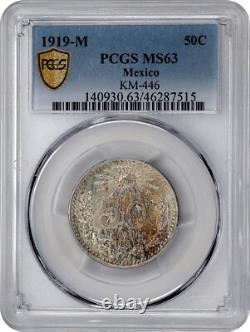 Mexico Estados Unidos 1919 50 Centavos Coin Certified Uncirculated Pcgs Ms-63