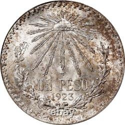 Mexico Estados Unidos 1923 1 Peso Silver Coin, Pcgs Certified Uncirculated Ms63