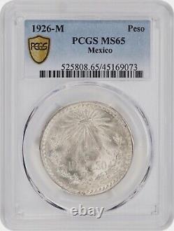 Mexico Estados Unidos 1926 1 Peso Silver Coin, Pcgs Certified Uncirculated Ms65