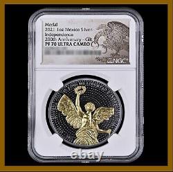 Mexico Medal 1 oz Silver Coin, 2021 200th Independence Anni NGC PF 70 Official