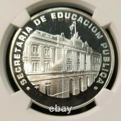 Mexico Mint Silver Public Education 30 Years Of Service Ngc Pf 65 Ultra Cameo
