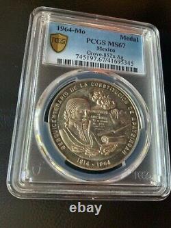 Mexico SILVER Medal 1964 Constitucion De Apatzingan PCGS MS67 Grove 852a Nice