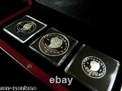 Mexico SILVER SKULL 3 Coin PROOF Set DISCO DE LA MUERTE Palau Memento Killer