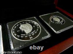 Mexico SILVER SKULL 3 Coin PROOF Set DISCO DE LA MUERTE Palau Memento Killer