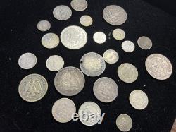 Mexico Silver Coin Lot 1700's to 1900's 24 Coins World Silver Coin Lot