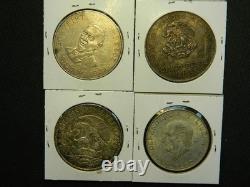 Mexico Silver Coin Lot of 4 Silver Dollar Sized Coins (Lot #104A)