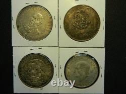 Mexico Silver Coin Lot of 4 Silver Dollar Sized Coins (Lot #104A)