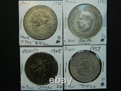 Mexico Silver Coin Lot of 4 Silver Dollar Sized Coins (Lot #104A)