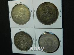 Mexico Silver Coin Lot of 4 Silver Dollar Sized Coins (Lot #104A)