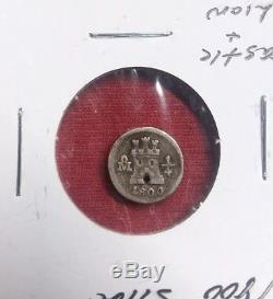 Mexico Spanish Colonial 1800 1/4 Real, Silver World Coin, Holed. Lion and Castle