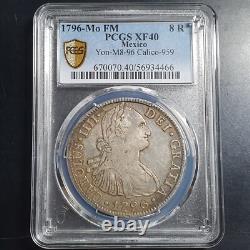 Mexico Spanish Colonial 8 Reales Carol Carolus IIII 1796 Mo FM PCGS XF 40