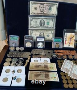 Mixed US Coin Silver Some Graded Currency World Currency Some Jewelry Exquisite