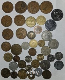 Mixed World Coin Lot Circulated Coins & Tokens 1943 1948 1951 Uncertified