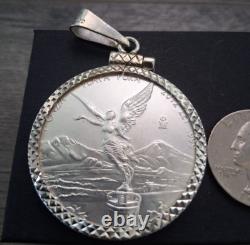 Moneda de 1 onza y bizel de plata 925 plata real autentica y marcada Mexicana