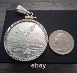 Moneda de 1 onza y bizel de plata 925 plata real autentica y marcada Mexicana