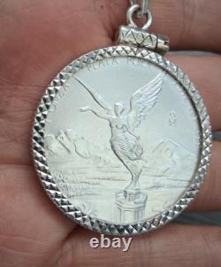 Moneda de 1 onza y bizel de plata 925 plata real autentica y marcada Mexicana