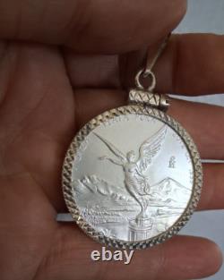 Moneda de 1 onza y bizel de plata 925 plata real autentica y marcada Mexicana