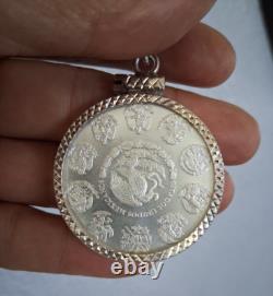 Moneda de 1 onza y bizel de plata 925 plata real autentica y marcada Mexicana
