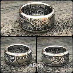 Morgan Dollar Coin Ring. Silver. 900. Size 8-16 US. Worldwide free shipping