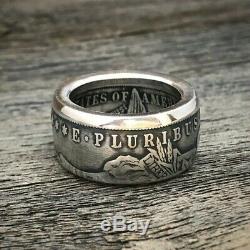 Morgan Dollar Coin Ring. Silver. 900. Size 8-16 US. Worldwide free shipping