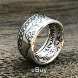 Morgan Dollar Coin Ring. Silver. 900. Size 8-16 US. Worldwide free shipping