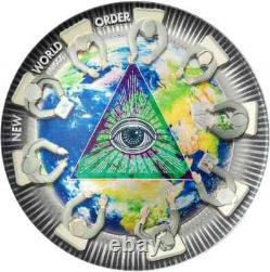 NEW WORLD ORDER Great Conspiracies 2 Oz Silver Coin $10 Palau 2021