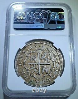 NGC 1586 Segovia Spanish Silver 8 Reales AU Detail Genuine 1500's Philip II Coin