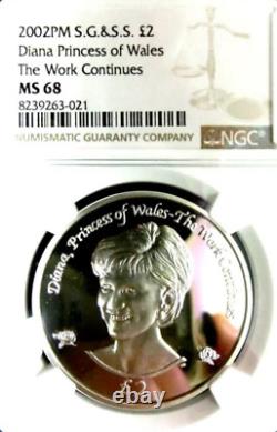 NGC MS68-South Georgia & South Sandwich Islands 2002 Princess Diana Silver £2