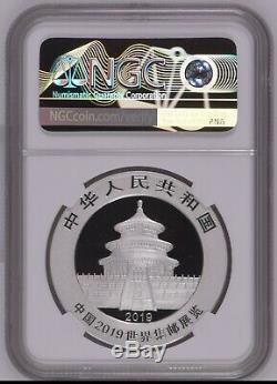 NGC MS70 2019 Silver panda coin 30gram World Stamp Expo COA