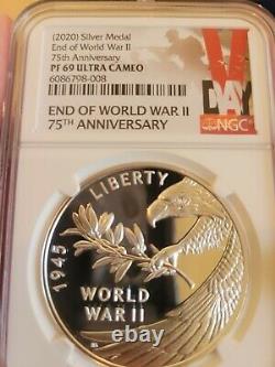 NGC PF69 2020 P End of World War II 2 75th Anniversary Silver Medal COIN PRESALE