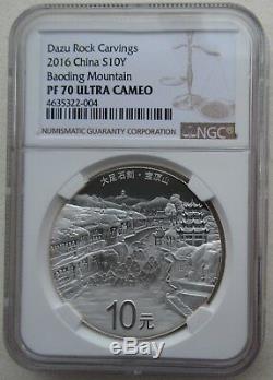 NGC PF70 China 2016 World Heritage Dazu Rock Carvings Silver Coin 10 Yuan COA