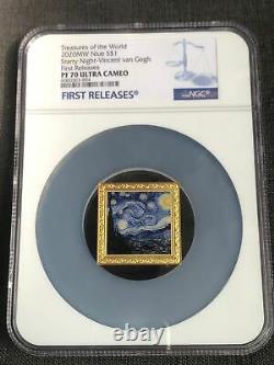 NGC PF70 Niue 2020 World Treasures Van Gogh Starry Night Colorized Silver Coin