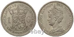 Netherlands 1 Gulden 1910 Wilhelmina, Silver, Key Date