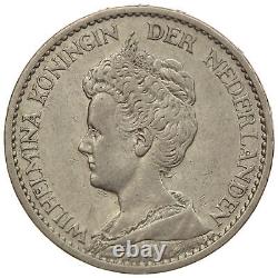 Netherlands 1 Gulden 1910 Wilhelmina, Silver, Key Date