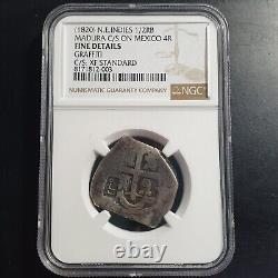 Netherlands East Indies Madura 1/2 RB on Mexico 4 Reales 1820 NGC Fine CS XF Det