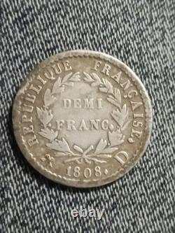Nicely Toned Original 1808 Napoleon Demi Franc Lyon