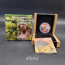 Niger 1000 Francs Conservation Wildlife Hippo Fauna with Crystal Silver Coin 2012