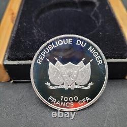 Niger 1000 Francs Conservation Wildlife Hippo Fauna with Crystal Silver Coin 2012